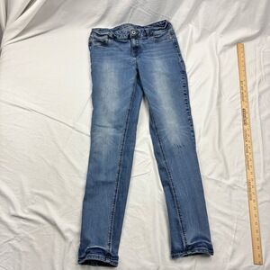 Women's Large Regular Maurices Slim Fit Jeans Pants Blue Distressed FivePocket